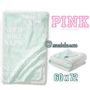 💗VS PINK MINT Need More Naps Sherpa Blanket Size Large 60x72